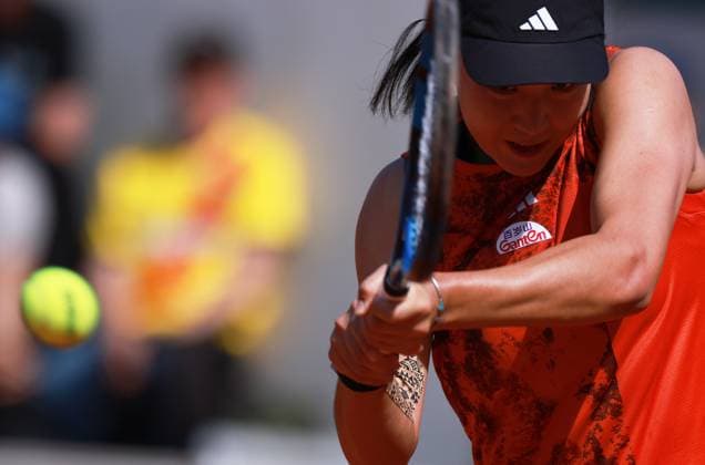 (230530) -- PARIS, May 30, 2023 -- Wang Xinyu returns the ball during the women s singles first round match between Wang Xinyu of China and Marie Bouzkova of the Czech Republic at the French Open tennis tournament at Roland Garros in Paris, France, May 30, 2023. ) (SP)FRANCE-PARIS-TENNIS-ROLAND GARROS-FRENCH OPEN-WOMEN S SINGLES GaoxJing 
