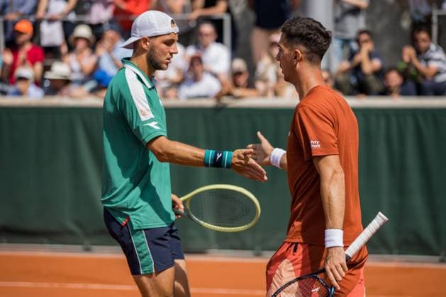 TENNIS - ATP, Tennis Herren French Open 2023 PARIS,FRANCE,30.MAY.23 - TENNIS - ATP World Tour, French Open, Roland Garros, Grand Slam, doubles. Image shows Thanasi Kokkinakis (AUS) and Jan-Lennard Struff (GER).  GEPAxpictures xFrancoisxAsal