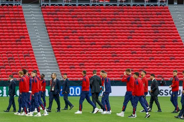 Roma s players tour around Puskas Arena, in Budapest, Hungary, 30 May 2023. Sevilla FC will face AS Roma in the UEFA Europa League final soccer match on 31 May. Eve of the UEFA Europa League final !ACHTUNG: NUR REDAKTIONELLE NUTZUNG!  Copyright: xJulioxMunozx GRAF412 20230530-acb9c1beb98f2a2106a4141b82dff0ca6a5d96e9