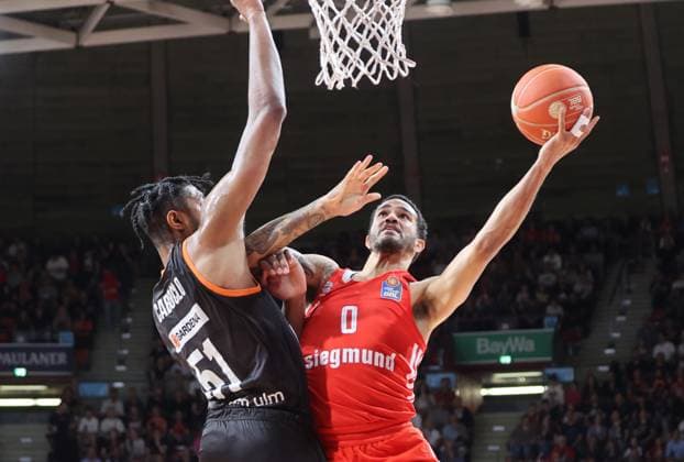 Ulms 51 CABOCLO vs Bayerns 0 Nick WEILER BABB basketball, FC Bayern Ulm Basketball Bundesliga, FC Bayern Basketball Ratiopharm Ulm, BBL playoff semifinal, 2 game, 2022 2023 season 30 05 2023, in Munich, A U D I D O M E, Germany source copyright credit Oryk HAIST xBASKETBALL-BAYERN-ULMx
