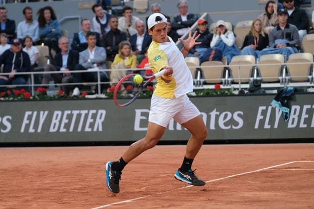 May 31, 2023, Paris, Paris, France: SEBASTIAN BAEZ of Argentina return the ball to GAEL MONFILS of France during the Day 3 of the French Open 2023, Grand Slam tennis tournament at the Roland-Garros Stadium - Paris France..Gael Monfils won : 3-6 6-3 7-5 1-6 7-5 Paris France - ZUMAp119 20230531_zaf_p119_022 Copyright: xPierrexSteveninx