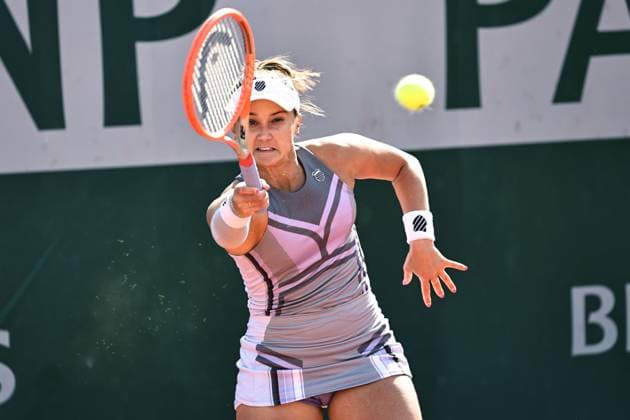 Lauren Davis, USA, during first round of 2023 French Open at Roland Garros, Paris, 30 05 2023