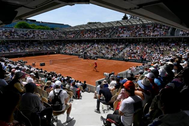 (230531) -- PARIS, May 31, 2023 -- Lloyd Harris of South Africa returns the ball during the men s singles first round match between Alexander Zverev of Germany and Lloyd Harris of South Africa at the French Open tennis tournament at Roland Garros in Paris, France, on May 30, 2023. (Photo by Xinhua) (SP)FRANCE-PARIS-TENNIS-ROLAND GARROS-FRENCH OPEN JulienxMattia 
