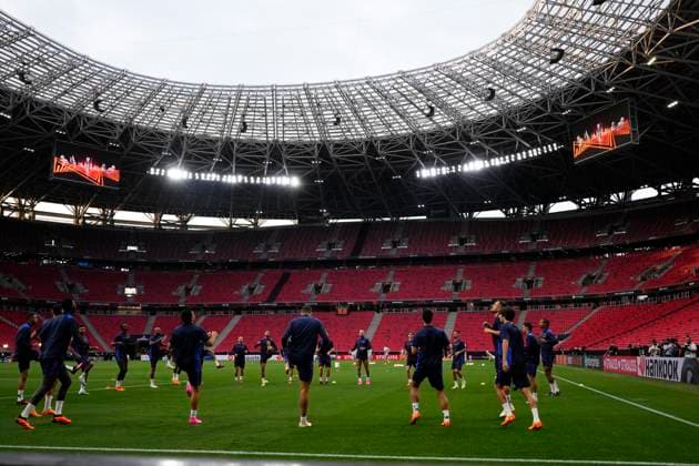 Sevilla FC Training Session And press conference, PK, Pressekonferenz - UEFA Europa League Final 2022 23 Sevilla players during the training session prior to the UEFA Europa League 2022 23 final match between Sevilla FC and AS Roma on May 30, 2023 in Budapest, Hungary Budapest Hungary  Copyright: xJosexBretonx originalFilename:breton-sevillaf230530_npzqt.jpg