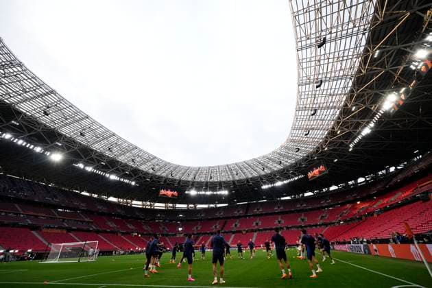 Sevilla FC Training Session And press conference, PK, Pressekonferenz - UEFA Europa League Final 2022 23 Sevilla players during the training session prior to the UEFA Europa League 2022 23 final match between Sevilla FC and AS Roma on May 30, 2023 in Budapest, Hungary Budapest Hungary  Copyright: xJosexBretonx originalFilename:breton-sevillaf230530_npd0x.jpg