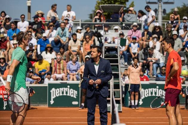 TENNIS - ATP, Tennis Herren French Open 2023 PARIS,FRANCE,31.MAY.23 - TENNIS - ATP World Tour, French Open, Roland Garros, Grand Slam. Image shows Sebastian Ofner (AUT) and Sebastian Korda (USA).  GEPAxpictures xFrancoisxAsal