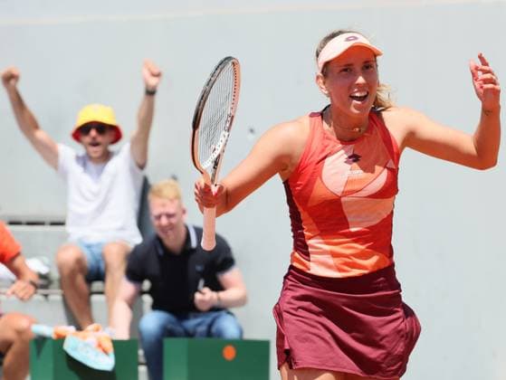 Belgian Elise Mertens celebrates after winning 6-3, 7-6 a tennis match between Belgian Mertens and Colombian Osorio, in the second round of the women s singles at the Roland Garros French Open tennis tournament in Paris, France, Wednesday 31 May 2023. BENOITxDOPPAGNE  x68200691x