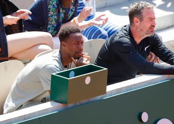 Elina Svitolina husband Gael Monfils sits in the players box Tennis French Open 2023 Grand Slam ATP WTA ITF Roland Garros Paris France 31 May 2023 Copyright: xJuergenxHasenkopfx