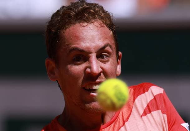 (230531) -- PARIS, May 31, 2023 -- Roberto Carballes Baena reacts during the men s singles second round match between Stefanos Tsitsipas of Greece and Roberto Carballes Baena of Spain at the French Open tennis tournament at Roland Garros in Paris, France, May 31, 2023. ) (SP)FRANCE-PARIS-TENNIS-ROLAND GARROS-FRENCH OPEN-MEN S SINGLES GaoxJing 
