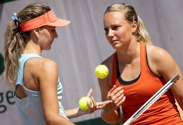 Belgian Maryna Zanevska and Belgian Kimberley Zimmermann pictured during a doubles tennis match between Belgian pair Zanevska-Zimmermann and French pair Andrianjafitrimo-Ferro, in the first round of the women s doubles at the Roland Garros French Open tennis tournament in Paris, France, Wednesday 31 May 2023. BENOITxDOPPAGNE  x68205856x