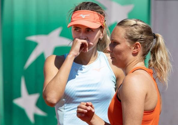 Belgian Maryna Zanevska and Belgian Kimberley Zimmermann pictured during a doubles tennis match between Belgian pair Zanevska-Zimmermann and French pair Andrianjafitrimo-Ferro, in the first round of the women s doubles at the Roland Garros French Open tennis tournament in Paris, France, Wednesday 31 May 2023. BENOITxDOPPAGNE  x68205860x