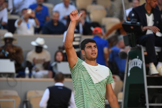 Tennis : Roland Garros 2023 - France - Carlos Alcaraz - Espagne Tennis : Roland Garros 2023 - France - 31 05 23 ChrysleneCaillaud Panoramic 