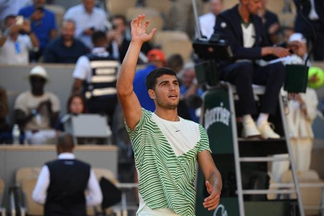 Tennis : Roland Garros 2023 - France - Carlos Alcaraz - Espagne Tennis : Roland Garros 2023 - France - 31 05 23 ChrysleneCaillaud Panoramic 