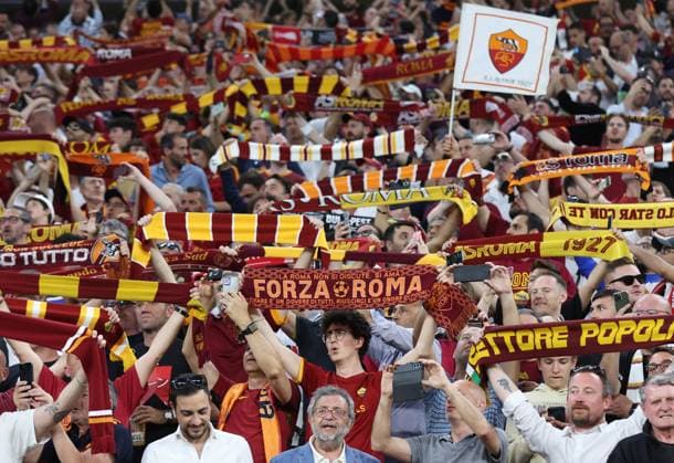 Budapest, Hungary, 31st May 2023. AS Roma fans during the UEFA Europa League Final match at Puskas Arena, Budapest. Picture credit should read: David Klein Sportimage EDITORIAL USE ONLY. No use with unauthorised audio, video, data, fixture lists, club league logos or live services. Online in-match use limited to 120 images, no video emulation. No use in betting, games or single club league player publications. SPI-2471-0046