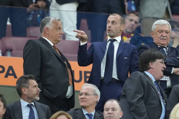 Sevilla FC v AS Roma - UEFA Europa League: Final Viktor Orban, Prime Minister of Hungary, looks on as they stand with Aleksander Ceferin, President of UEFA, prior toduring the UEFA Europa League final match between Sevilla FC and AS Roma at Puskas Arena, Budapest, Hungary on May 31, 2023. Budapest Budapest Hungary  Copyright: xGiuseppexMaffiax originalFilename:maffia-sevillaf230531_np805.jpg