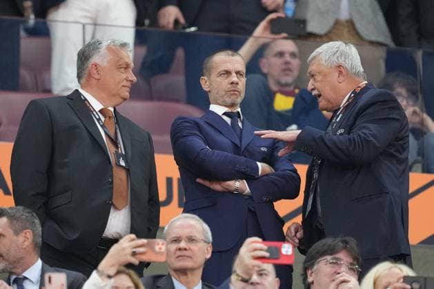 Sevilla FC v AS Roma - UEFA Europa League: Final Viktor Orban, Prime Minister of Hungary, looks on as they stand with Aleksander Ceferin, President of UEFA, prior toduring the UEFA Europa League final match between Sevilla FC and AS Roma at Puskas Arena, Budapest, Hungary on May 31, 2023. Budapest Budapest Hungary  Copyright: xGiuseppexMaffiax originalFilename:maffia-sevillaf230531_npWNP.jpg