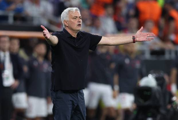 Budapest, Hungary, 31st May 2023. Jose Mourinho Manager of AS Roma during the UEFA Europa League Final match at Puskas Arena, Budapest. Picture credit should read: David Klein Sportimage EDITORIAL USE ONLY. No use with unauthorised audio, video, data, fixture lists, club league logos or live services. Online in-match use limited to 120 images, no video emulation. No use in betting, games or single club league player publications. SPI-2471-0100