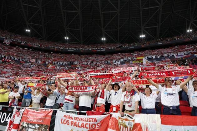 Sevilla Fc - As Roma Supporters of Sevilla FC are seen during the Uefa Europa League final match beetween Sevilla Fc and As Roma at Puskas Arena on May 31 2023 in Budapest, Hungary . Budapest Puskas Arena Hungary Copyright: xMarcoxCanonierox
