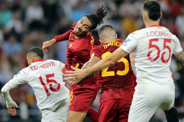 Budapest, Hungary: 31.05.2023:Chris Smalling of Roma in action during the Final UEFA Europa League 2023 match between Sevilla FC vs AS Roma at Puskas Arena of Budapest in Hungary  Copyright: xmarcoxiacobuccix xipa-agency.netx xmarcoxiacobuccix 0 IPA_IPA38350993