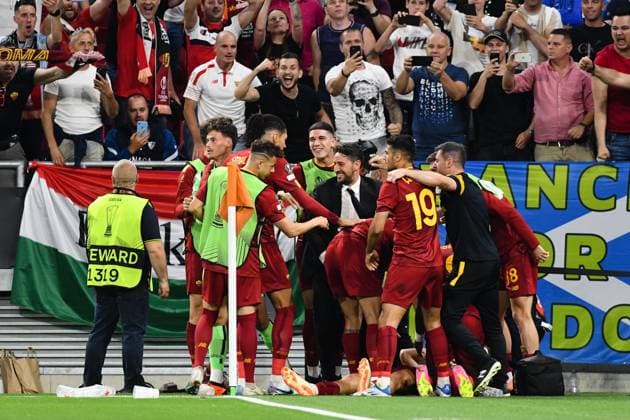 UEFA Europa League Final 2023: Sevilla vs Roma Players of AS Roma celebrating during UEFA Europa League Final 2023: Sevilla vs Roma, disputed on Puskas Arena, Budapest, 31 May 2023 Budapest Puskas Arena Hungary Copyright: xAncaxTepeix