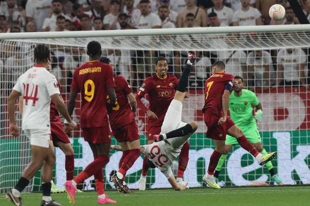 Budapest, Hungary: 31.05.2023: campus of Sivilla in action during the Final UEFA Europa League 2023 match between Sevilla FC vs AS Roma at Puskas Arena of Budapest in Hungary  Copyright: xmarcoxiacobuccix xipa-agency.netx xmarcoxiacobuccix 0 IPA_IPA38351269