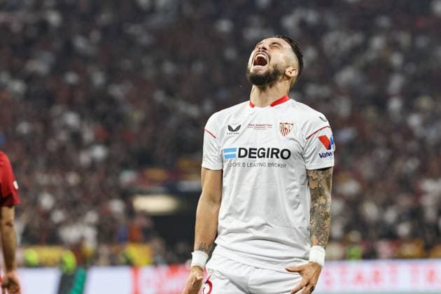 SOCCER - UEFA EL, Sevilla vs Roma BUDAPEST,HUNGARY,31.MAY.23 - SOCCER - UEFA Europa League, final, FC Sevilla vs AS Roma. Image shows Alex Telles (Sevilla).  GEPAxpictures xCsabaxDoemoetoer