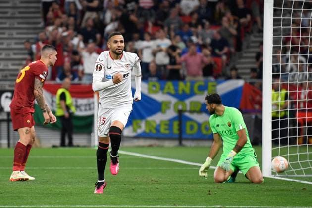 UEFA Europa League Final 2023: Sevilla vs Roma Youssef En-Nesyri celebrating during UEFA Europa League Final 2023: Sevilla vs Roma, disputed on Puskas Arena, Budapest, 31 May 2023 Budapest Puskas Arena Hungary Copyright: xAncaxTepeix