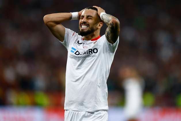 HUN: Sevilla FC-AC Roma. UEFA Europa League Final Alex Telles of Sevilla FC reacts during the UEFA Europa League match, Final between Sevilla FC and AC Roma played at Puskas Arena Stadium on May 31, 2023 in Budapest, Hungary. kpng Copyright: xAntonioxPozox xPRESSINx AP_230531_118