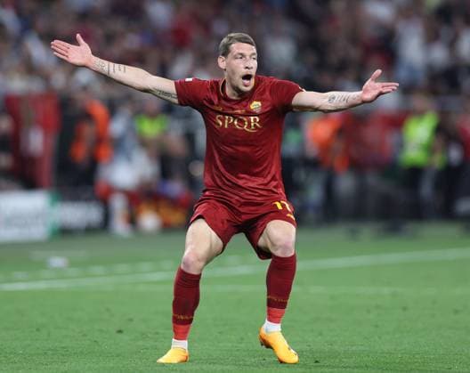 Budapest, Hungary, 31st May 2023. Andrea Belotti of AS Roma during the UEFA Europa League Final match at Puskas Arena, Budapest. Picture credit should read: David Klein Sportimage EDITORIAL USE ONLY. No use with unauthorised audio, video, data, fixture lists, club league logos or live services. Online in-match use limited to 120 images, no video emulation. No use in betting, games or single club league player publications. SPI-2471-0126