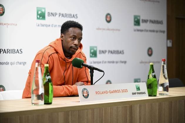 Gael Monfils (Fra) en conference de presse pour annoncer son forfait suite a des douleurs a un poignee TENNIS : Conference de presse - Roland Garros 2023 - Paris - 31 05 2023 JBAutissier Panoramic 