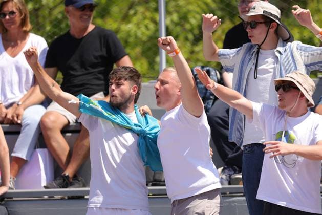 Fans from Kazakhstan during second round of 2023 French Open at Roland Garros, Paris, 31 05 2023