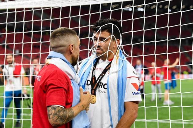 UEFA Europa League Final 2023: Sevilla vs Roma pLayers of Sevilla at the end of UEFA Europa League Final 2023: Sevilla vs Roma, disputed on Puskas Arena, Budapest, 31 May 2023 Budapest Puskas Arena Hungary Copyright: xAncaxTepeix