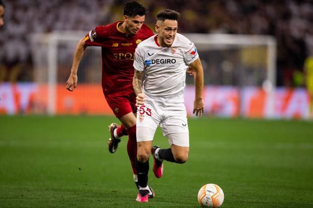 Sevilla FC v AS Roma, UEFA Europa League final, Budapest, Hungary Budapest, Hungary. 31st, May 2023. Lucas Ocampos (55) of Sevilla FC seen during the UEFA Europa League final between Sevilla FC and As Roma at the Puskas Arena in Hungary. Budapest Hungary  Copyright: xGonzalesxPhoto BalazsxPopalx