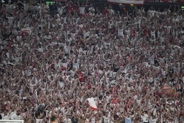Supporters (Sevilla FC) during the UEFAEuropa League Final match between Sevilla 5-2 (d.c.r.) Roma at Puskas Arena on May 31, 2023 in Budapest, Hungary. Noxthirdxpartyxsales  (220129403)