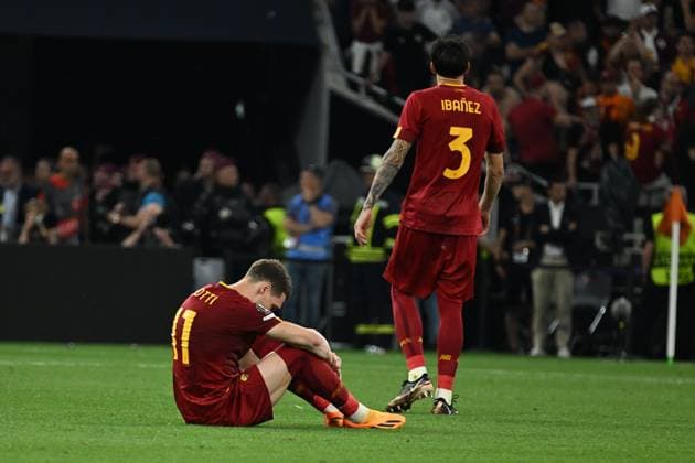 Andrea Belotti (Roma)Roger Ibanez (Roma) during the UEFAEuropa League Final match between Sevilla 5-2 (d.c.r.) Roma at Puskas Arena on May 31, 2023 in Budapest, Hungary. Noxthirdxpartyxsales  (220130039)