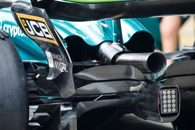 Aston Martin F1 Team AMR23, mechanical detail aerodynamism, aerodynamic, aerodynamics diffuser during the Formula 1 AWS Gran Premio de Espana 2023, 7th round of the 2023 Formula One World Championship, WM, Weltmeisterschaft from June 2 to 4, 2023 on the Circuit de Barcelona-Catalunya, in Montmelo, Spain - F1 - SPANISH GRAND PRIX 2023 DPPI Panoramic  00123014__R3_4902