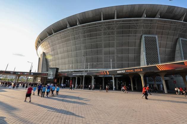 Mandatory Credit: Photo by Laszlo Szirtesi Shutterstock (13940747e) A general view of the Puskas Arena, Budapest, Hungary, before the Europa League Final between Sevilla and Roma Sevilla v AS Roma, UEFA Europa League, Football, Final, Puskas Arena, Felcsut, Budapest, Hungary - 31 May 2023 Sevilla v AS Roma, UEFA Europa League, Football, Final, Puskas Arena, Felcsut, Budapest, Hungary - 31 May 2023  Copyright: xLaszloxSzirtesi Shutterstockx 13940747e
