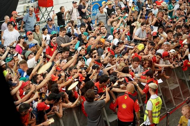 01 06 2023, Circuit de Catalunya, Barcelona, Formula 1 AWS Grand Prix of Spain 2023 , in the picture Charles Leclerc MCO , Scuderia Ferrari signs autographs for the numerous fans Barcelona Circuit de Catalunya Catalunya Spain  eu-images-506