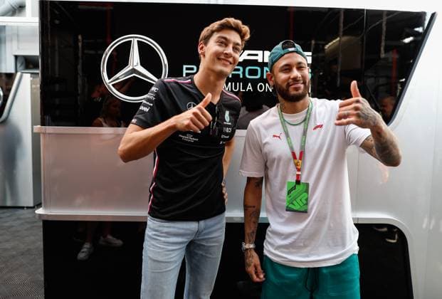 63 George Russell GBR, Mercedes AMG Petronas F1 Team , Neymar BRA , F1 Grand Prix of Spain at Circuit de Barcelona Catalunya on June 1, 2023 in Barcelona, Spain Photo by HOCH ZWEI Barcelona Spain