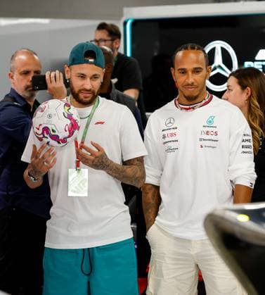 Neymar BRA , 44 Lewis Hamilton GBR, Mercedes AMG Petronas F1 Team , F1 Grand Prix of Spain at Circuit de Barcelona Catalunya on June 1, 2023 in Barcelona, Spain Photo by HOCH ZWEI Barcelona Spain