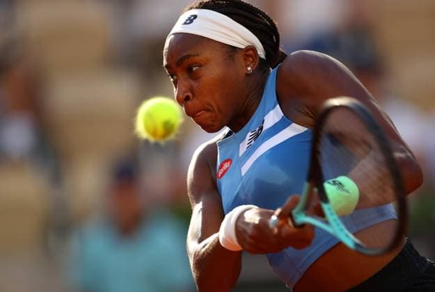 Mandatory Credit: Photo by Ella Ling Shutterstock (13940064cj) Coco Gauff of USA in action French Open Tennis, Day 5, Roland Garros, Paris, France - 01 June 2023 French Open Tennis, Day 5, Roland Garros, Paris, France - 01 June 2023  Copyright: xEllaxLing Shutterstockx 13940064cj