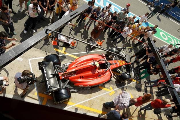 Formula 1 AWS Grand Prix of Spain 2023 02 06 2023, Circuit de Catalunya, Barcelona, Formula 1 AWS Grand Prix of Spain 2023 , in the picture New aerodynamics update on the car of Carlos Sainz Jr ESP , Scuderia Ferrari nordphotoxGmbHx xBratic nph00250
