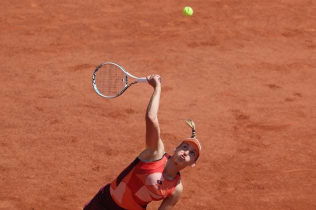 Belgian Elise Mertens (WTA28) pictured in action during a tennis match against US Pegula (WTA3), in the third round of the women s singles at the Roland Garros French Open tennis tournament in Paris, France, . BENOITxDOPPAGNE  x68291071x