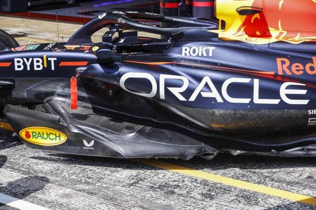 Red Bull Racing RB19, mechanical detail sidepod aerodynamism, aerodynamic, aerodynamics floor edge during the Formula 1 AWS Gran Premio de Espana 2023, 7th round of the 2023 Formula One World Championship, WM, Weltmeisterschaft from June 2 to 4, 2023 on the Circuit de Barcelona-Catalunya, in Montmelo, Spain - F1 - SPANISH GRAND PRIX 2023 DPPI Panoramic  00123014__R3_7535