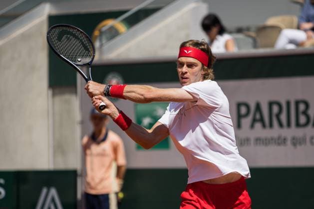 TENNIS - ATP, Tennis Herren French Open 2023 PARIS,FRANCE,02.JUN.23 - TENNIS - ATP World Tour, French Open, Roland Garros, Grand Slam. Image shows Andrey Rublev (RUS).  GEPAxpictures xFrancoisxAsal