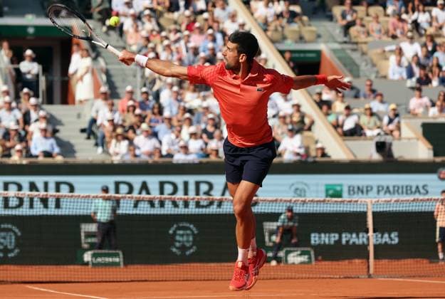 Third-seeded Novak Djokovic of Serbia plays against Alejandro Davidovich Fokina of Spain during their third-round match at the Roland Garros French Tennis Open in Paris, France, on Friday, June 2, 2023. Djokovic won 7-6, 7-6, 6-2.  PAR20230602112 MAYAxVIDON-WHITE