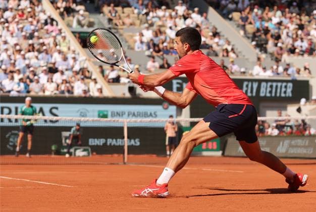 Third-seeded Novak Djokovic of Serbia plays against Alejandro Davidovich Fokina of Spain during their third-round match at the Roland Garros French Tennis Open in Paris, France, on Friday, June 2, 2023. Djokovic won 7-6, 7-6, 6-2.  PAR20230602109 MAYAxVIDON-WHITE