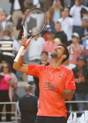Novak Djokovic SRB cheers after victory, jubilation, joy, emotion Tennis French Open 2023 Grand Slam ATP WTA ITF Roland Garros Paris France 2 June 2023 Copyright: xJuergenxHasenkopfx
