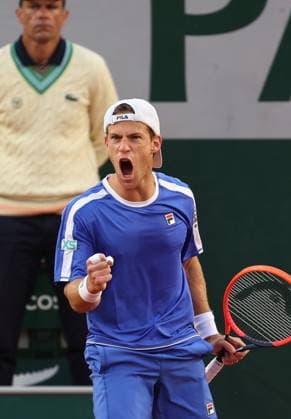 Diego Schartzman of Argentina plays against fifth-seeded Stefanos Tsitsipas of Greece during their third-round match at the Roland Garros French Tennis Open in Paris, France, on Friday, June 2, 2023.  PAR20230602140 MAYAxVIDON-WHITE