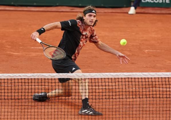 Fifth-seeded Stefanos Tsitsipas of Greece plays against Diego Schartzman of Argentina during their third-round match at the Roland Garros French Tennis Open in Paris, France, on Friday, June 2, 2023.  PAR20230602145 MAYAxVIDON-WHITE